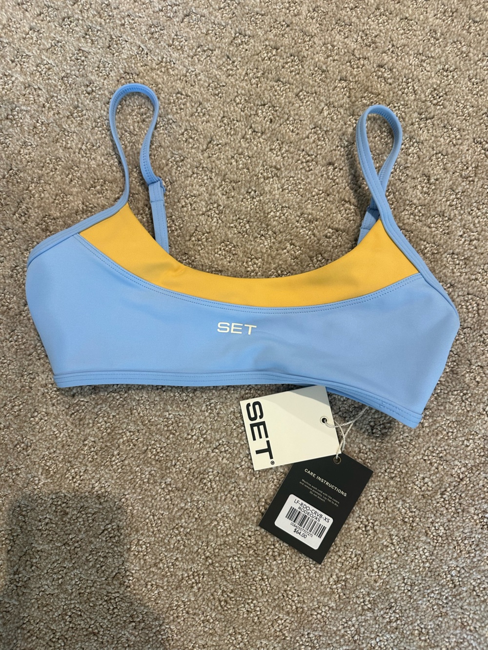 SET Active Light Blue and Yellow Sports Bra